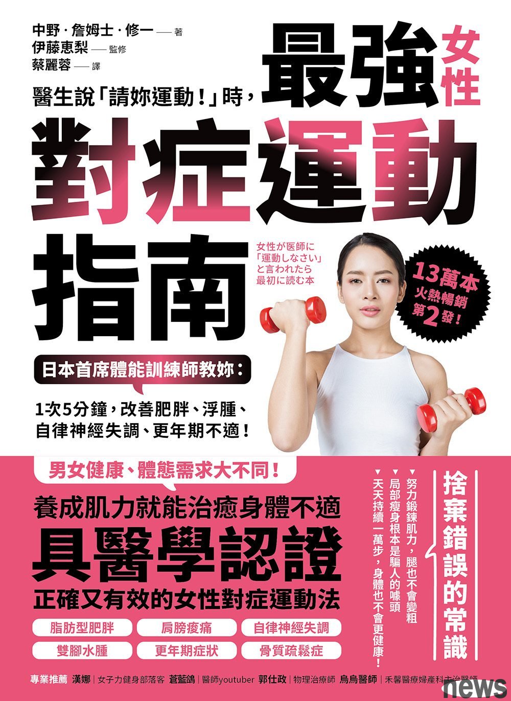 書名：醫生說「請妳運動！」時，最強女性對症運動指南
作者：中野‧詹姆士‧修一
譯者：蔡麗蓉
出版社：方舟文化
出版日期：2020/01/08 